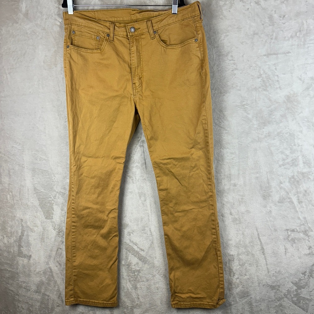 Levi's 514 Chino Trousers Mens 36x30 Mustard Yellow Straight Leg Cotton Blend
